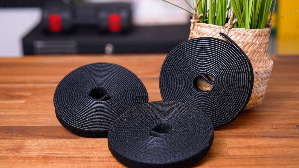 3 cinturini autoadesivi in velcro da 5 m, neri