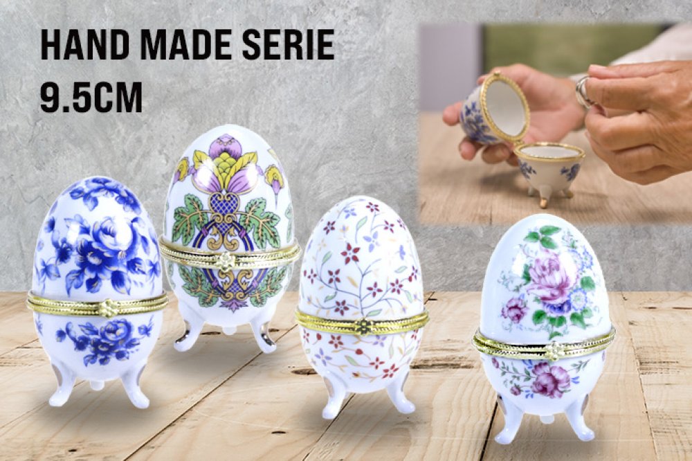 Set di 4 uova decorative in porcellana, ideali com