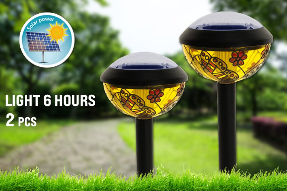Set di 2 luci solari da giardino a LED Tiffany