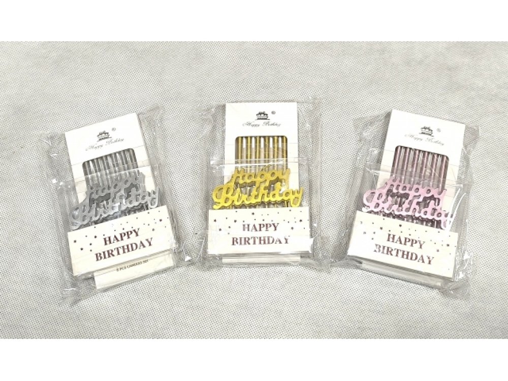 Set di candele semplici Happy Birthday 6+1