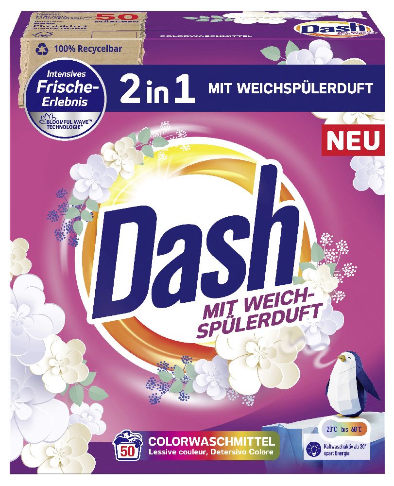 Detersivo Dash Color 2in1 50 carichi, 3kg